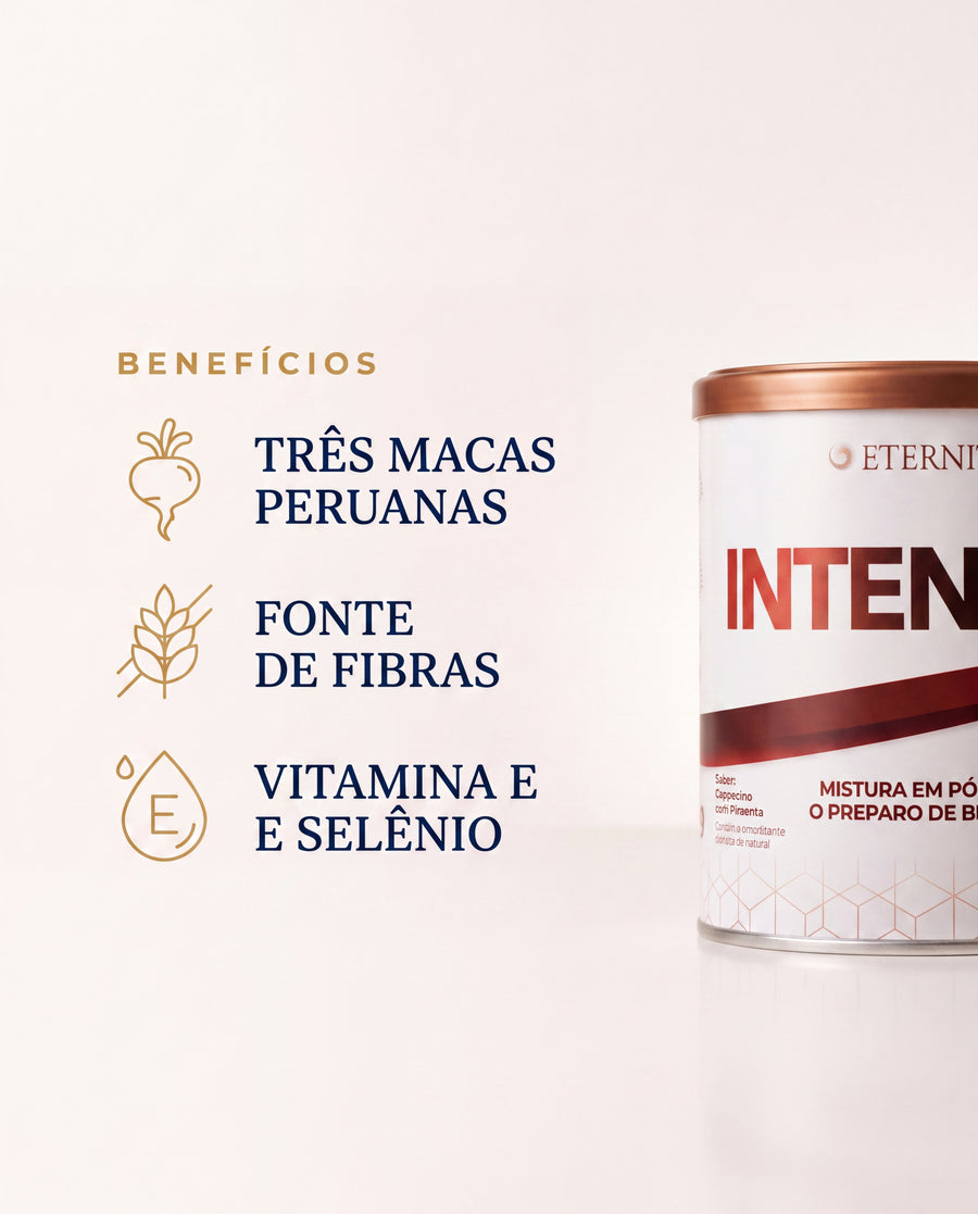 Benefícios do Ímpeto Intensse: três macas peruanas, fonte de fibras, vitamina E e selênio