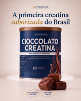 A primeira creatina saborizada do Brasil — Cioccolato Creatina sabor Brigadeiro, lata com selo Eternità